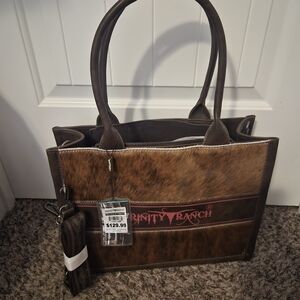 Trinity Brown Leather & Haircalf Tote Bag